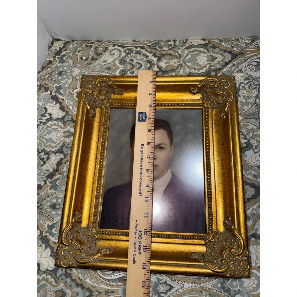 Vintage Ornate Gold Picture Frame with Studio Portrait Mid Century Decor 12x14